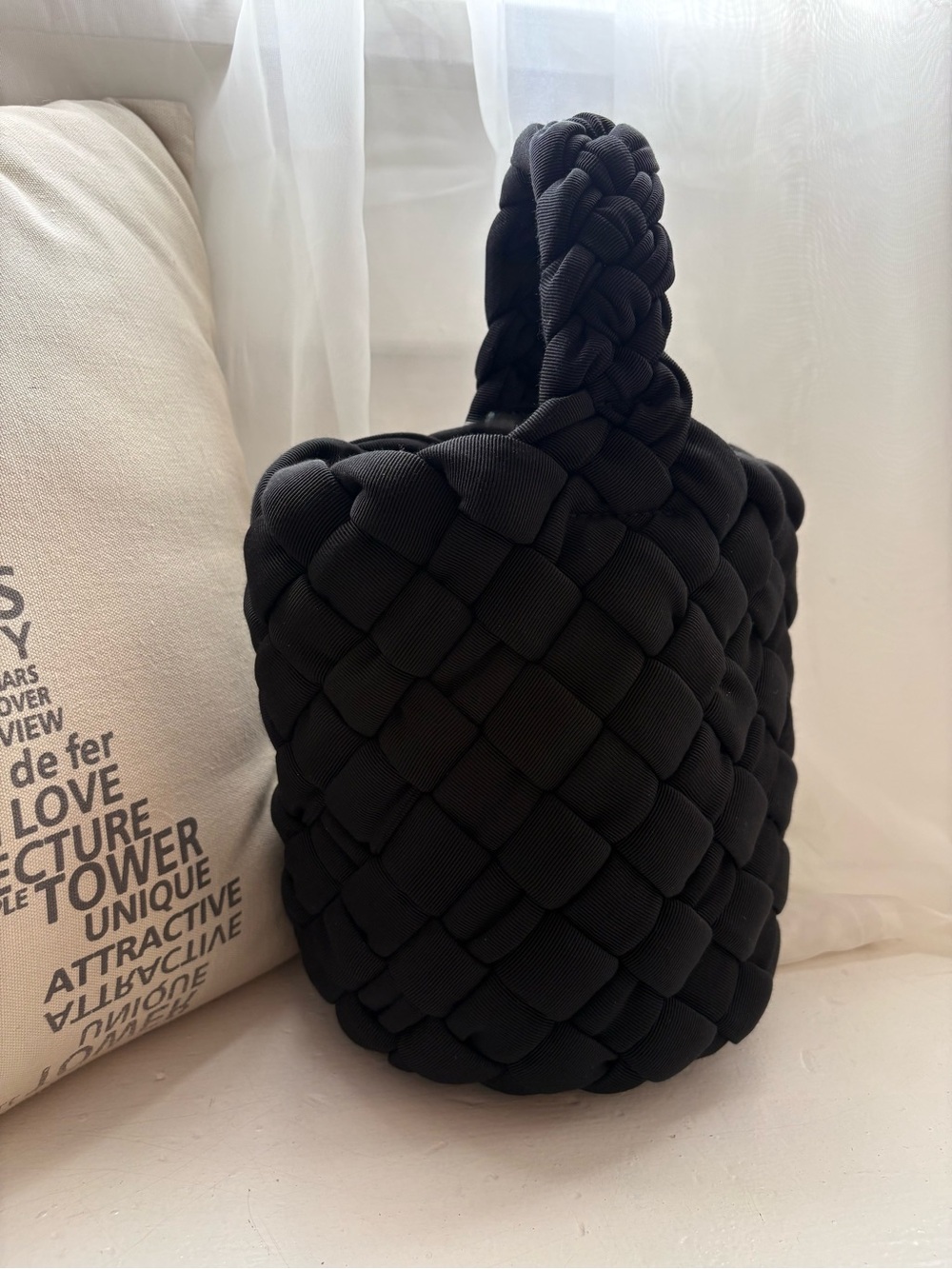 Black Falor (Italian, handmade) Braided Bucket Bag